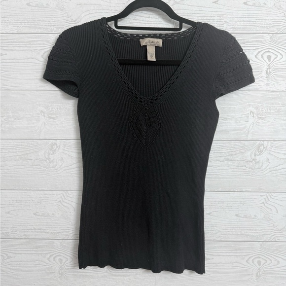 I.e. Women’s Black Knit Short Sleeve Top. Size L - Picture 1 of 5